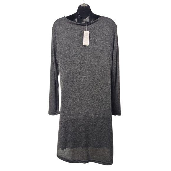 Yak n Yeti Gray Asymmetrical Wrap Thin Knit Dress Long Sleeve Boho Nepal L NWT - Picture 2 of 7